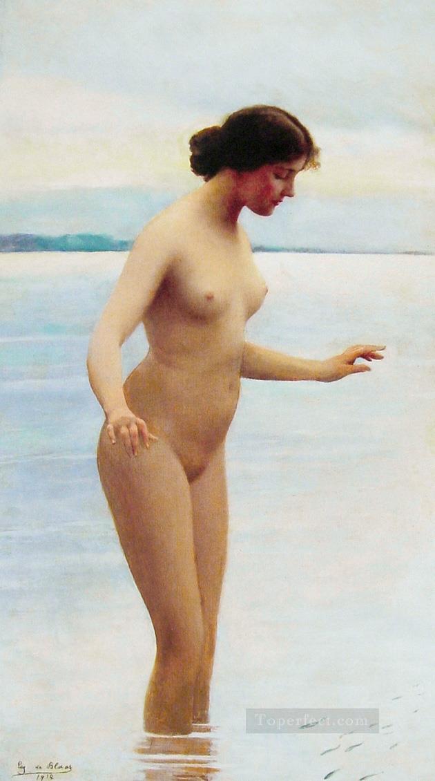 En el agua Eugenio de Blaas desnudo Pintura al óleo
